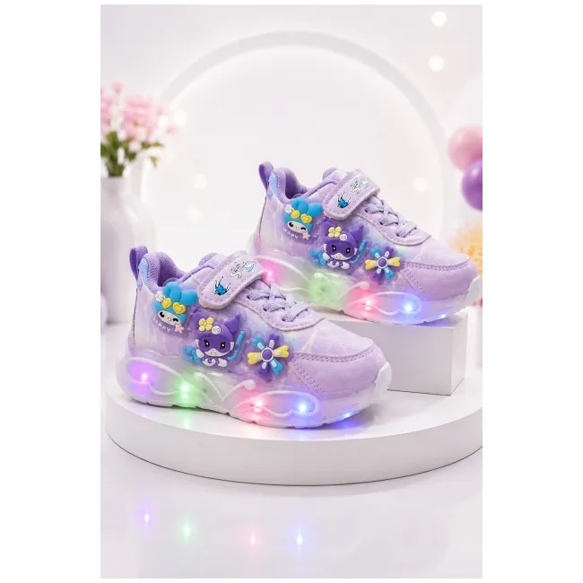 Pantofi sport cu luminite, model you and me, piele ecologica, fete, mov ad30-8-8x