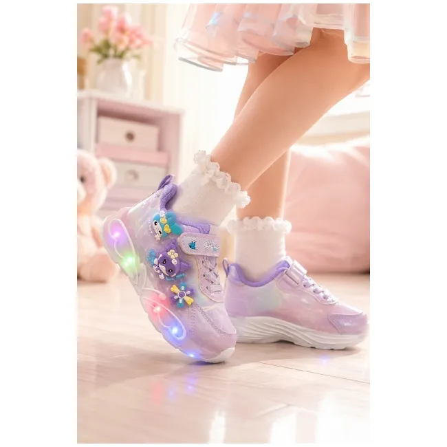 Pantofi sport cu luminite, model you and me, piele ecologica, fete, mov ad30-8-8x