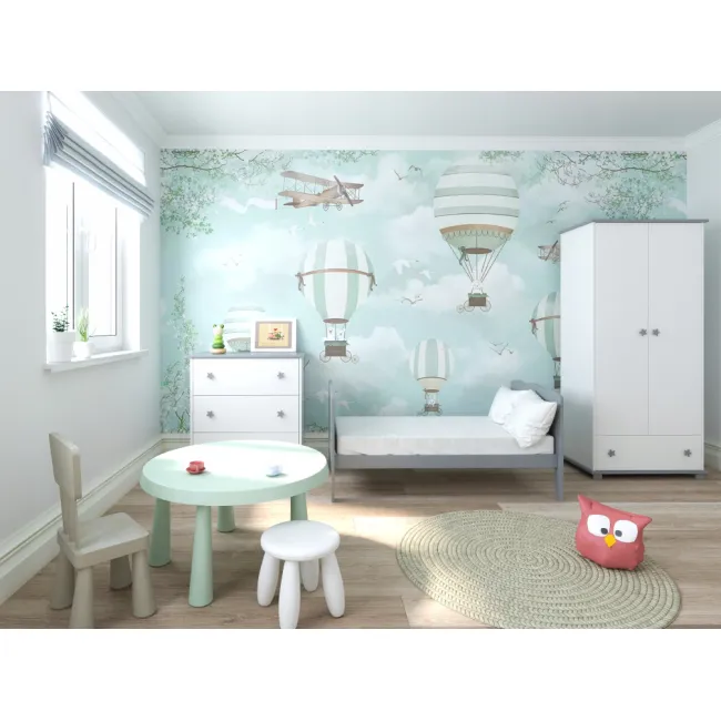 Patut Evolutiv 140x70cm Isabel 3a N1 Gri ,   Pat Bebe + Junior + Pat Pree Colar, Somiera Reglabila 3 Pozitii + Trepte Detae Abile   En 716 - Copie Pjbisabel140_g