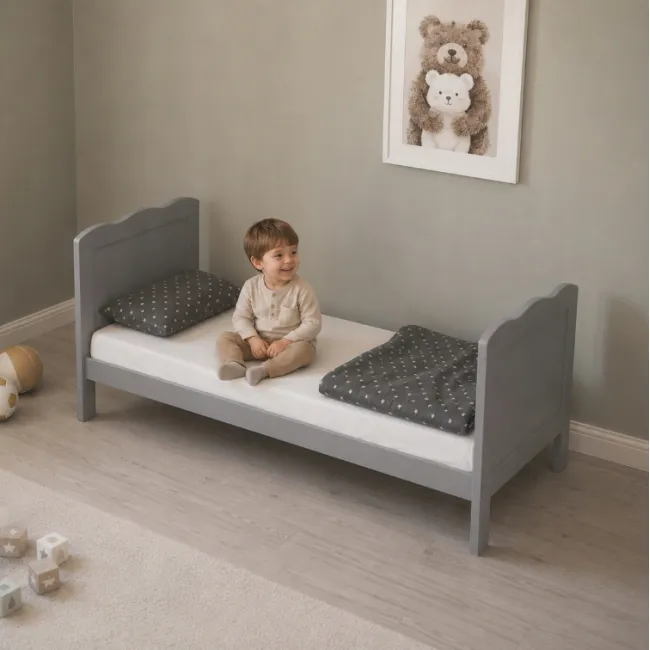 Patut Evolutiv 140x70cm Isabel 3a N1 Gri ,   Pat Bebe + Junior + Pat Pree Colar, Somiera Reglabila 3 Pozitii + Trepte Detae Abile   En 716 - Copie Pjbisabel140_g