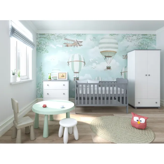 Patut Evolutiv 140x70cm Isabel 3a N1 Gri ,   Pat Bebe + Junior + Pat Pree Colar, Somiera Reglabila 3 Pozitii + Trepte Detae Abile   En 716 - Copie Pjbisabel140_g