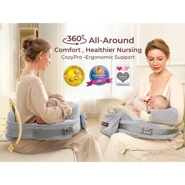 Perna Alaptare Momcozy CozyPro cu suport ergonomic lombar Grey