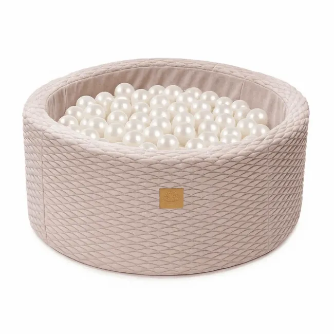 Piscina Cu Bile Meowbaby Dune 90x30cm Bej Nisipiu ,   200 Bile Incluse (culoare La Alegere), Material Catifea Premium, Husa Lavabila Pjbmdubao22050