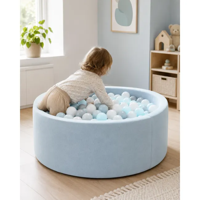 Piscina Cu Bile Outzy Meowbaby 90x30cm Albastru (cloudberry Sky Blue) ,   200 Bile Incluse (culoare La Alegere), Husa Detae Abila Lavabila, Interior Exterior Pjbmobao2670