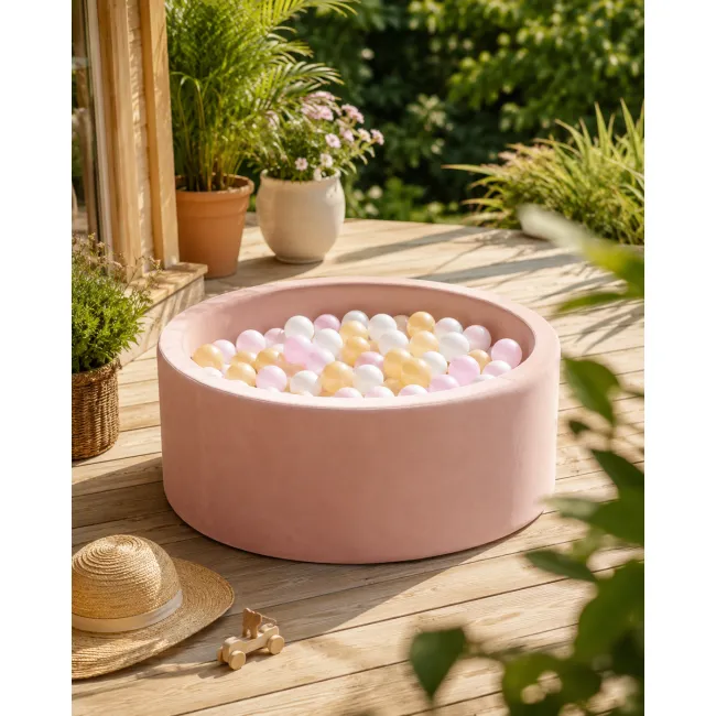 Piscina Cu Bile Outzy Meowbaby 90x30cm Roz (rosy Dune Pink) ,   200 Bile Incluse (culoare La Alegere), Husa Detae Abila Lavabila, Interior Exterior Pjbmobao2680