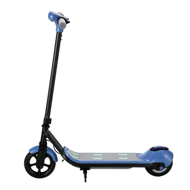 Trotineta electrica copii kidscare e68, motor 110w, baterie 24v 2.5ah, viteza 5-8 km/h, bluetooth, lumini, albastru