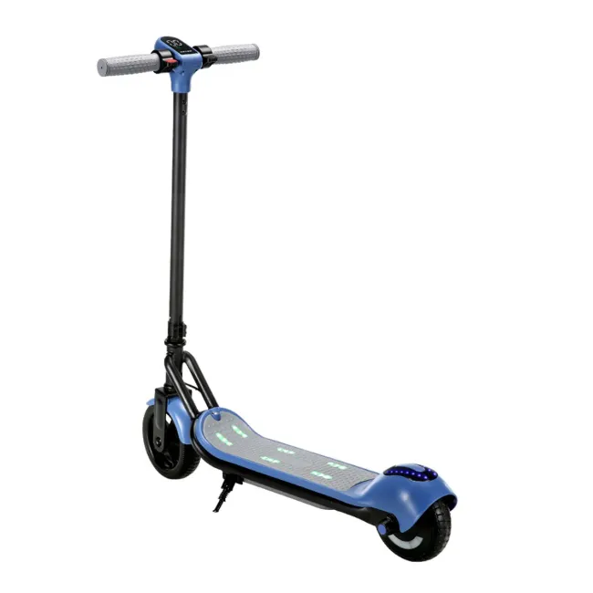 Trotineta electrica copii kidscare e68, motor 110w, baterie 24v 2.5ah, viteza 5-8 km/h, bluetooth, lumini, albastru