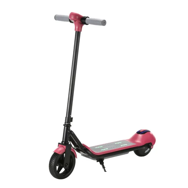 Trotineta electrica copii kidscare e68, motor 110w, baterie 24v 2.5ah, viteza 5-8 km/h, bluetooth, lumini, roz