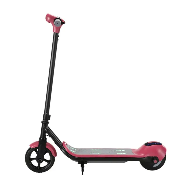 Trotineta electrica copii kidscare e68, motor 110w, baterie 24v 2.5ah, viteza 5-8 km/h, bluetooth, lumini, roz