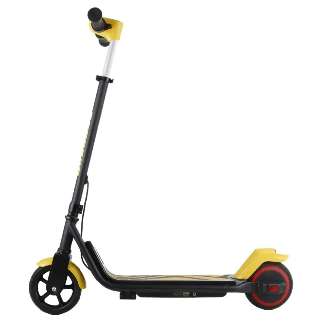 Trotineta electrica copii kidscare e70, motor 130w, baterie 24v 2.5ah, viteza 14 km/h, lumini, galben