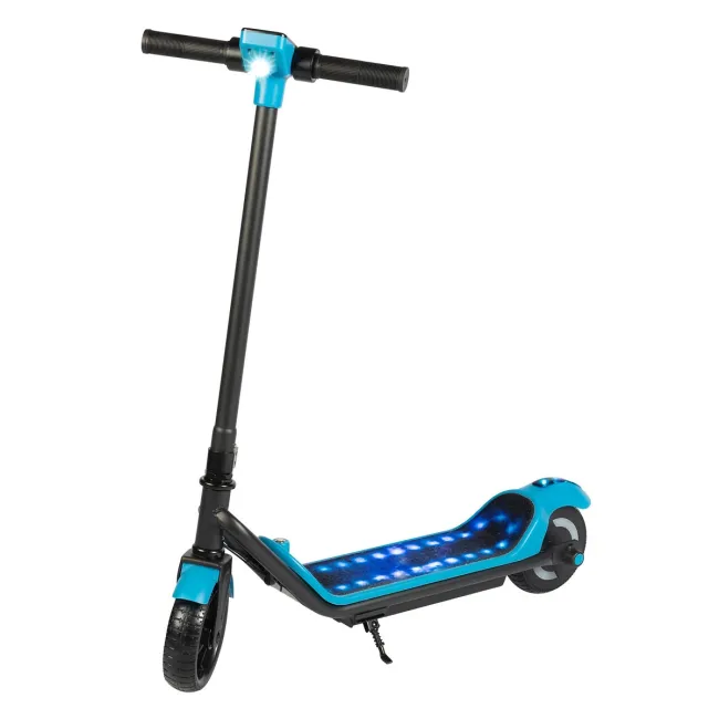 Trotineta electrica copii kidscare e71, motor 110w, baterie 24v 2.5ah, viteza 12-15 km/h, bluetooth, lumini, albastru
