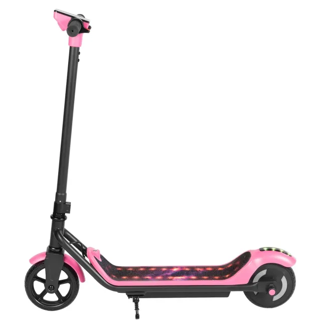 Trotineta electrica copii kidscare e71, motor 110w, baterie 24v 2.5ah, viteza 12-15 km/h, bluetooth, lumini, roz