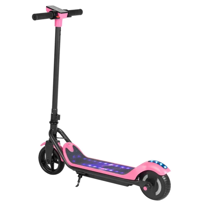 Trotineta electrica copii kidscare e71, motor 110w, baterie 24v 2.5ah, viteza 12-15 km/h, bluetooth, lumini, roz