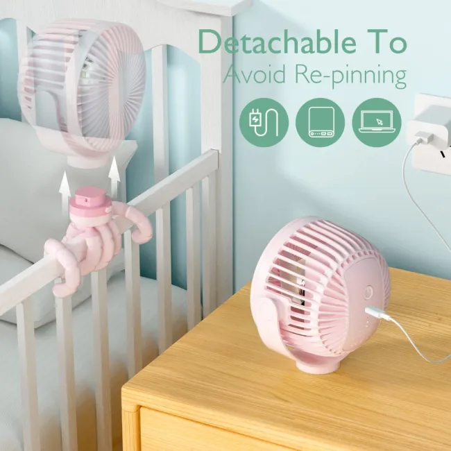 Ventilator portabil pentru carucior Momcozy Pink
