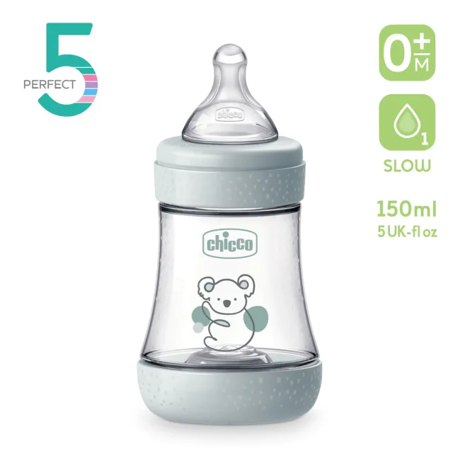 Biberon Chicco Perfect5 150ml, biofunctional, anti-colici, tetina silicon, flux lent, baiat, 0luni CHC2021122-7