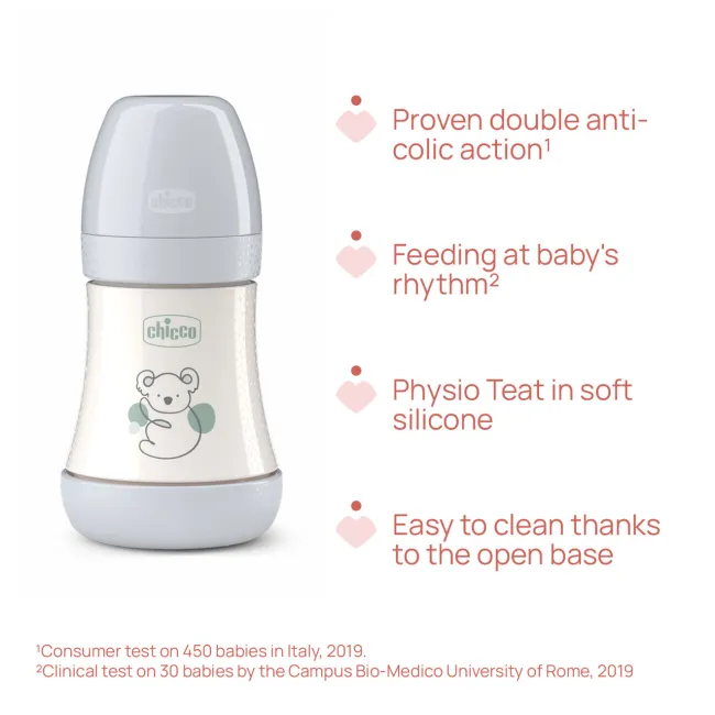 Biberon Chicco Perfect5 150ml, biofunctional, anti-colici, tetina silicon, flux lent, unisex, 0luni CHC2021132-7