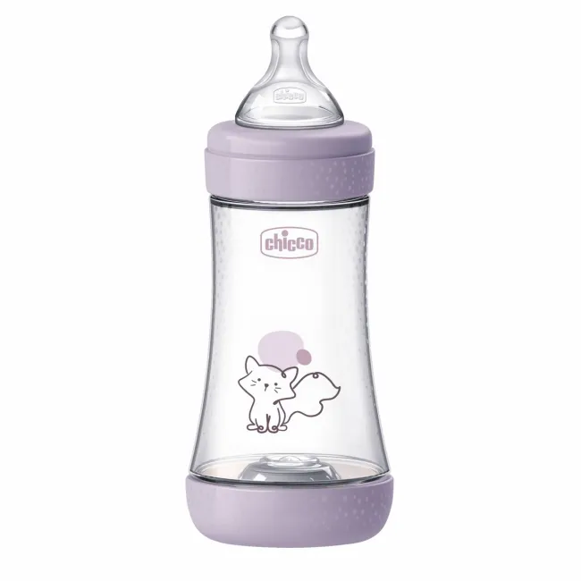 Biberon Chicco Perfect5 240ml, biofunctional, anti-colici, tetina silicon, flux mediu, fata, 2luni CHC2022312-7