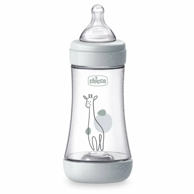 Biberon Chicco Perfect5 240ml, biofunctional, anti-colici, tetina silicon, flux mediu, unisex, 2luni CHC2022332-7