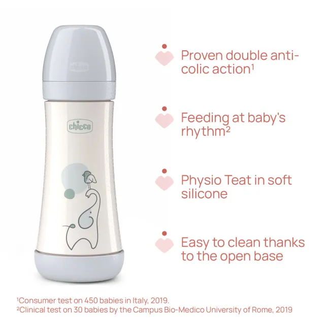 Biberon Chicco Perfect5 300ml, biofunctional, anti-colici, tetina silicon, flux rapid, unisex, 4luni CHC2023532-7
