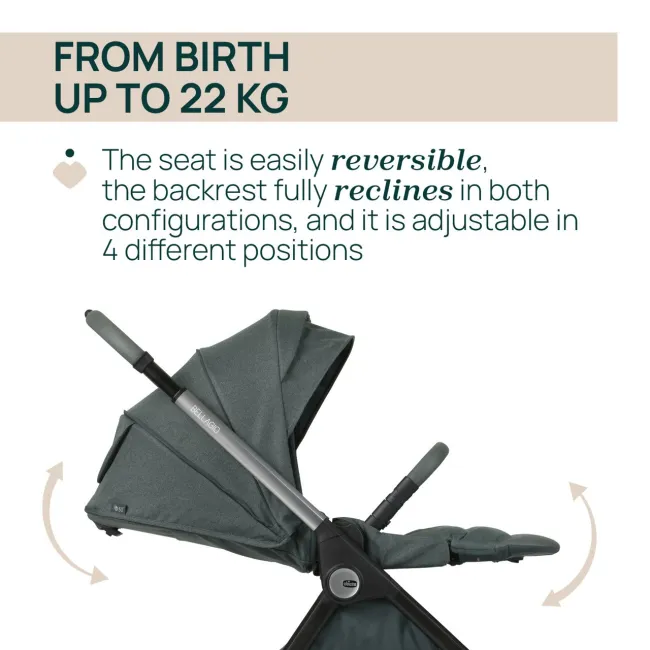 Carucior copii 3 in 1 Chicco Bellagio 2, Fir Tree (verde inchis), 0luni+ CHC8718333+8713733+8714633-8