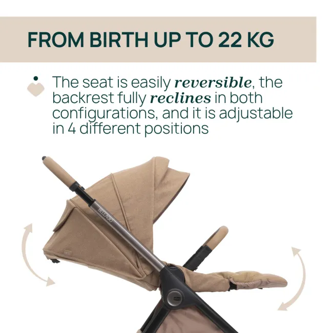 Carucior copii 3 in 1 Chicco Bellagio 2, First Seat Recline, Caramel (maro), 0luni+ CHC8718352+8713752+8710052-8