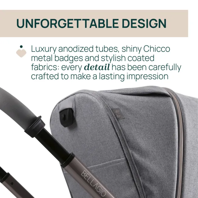 Carucior copii 3 in 1 Chicco Bellagio 2, Lunar Rock (gri deschis), 0luni+ CHC8718340+8713740+8714640-8