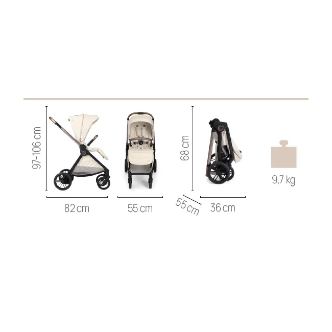 Carucior copii 3 in 1 Chicco Bellagio 2, Lunar Rock (gri deschis), 0luni+ CHC8718340+8713740+8714640-8