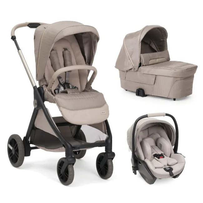 Carucior copii 3 in 1 Chicco Bellagio Primo, First Seat Recline, ComoLake (bej), 0luni+ CHC8724006+8713706+8710006-8