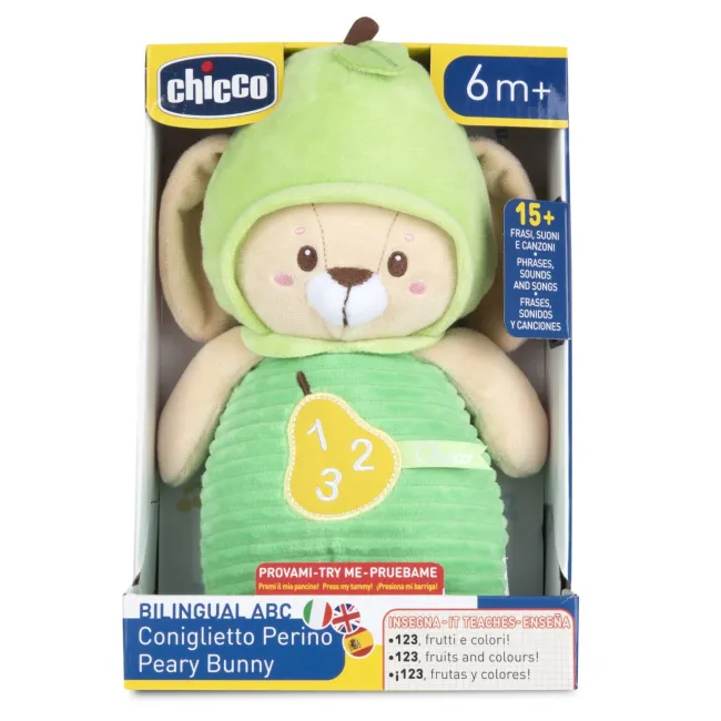 Jucarie copii Chicco trilingva Iepuras Perry Bunny, IT/EN/SP, 6luni+ CHC1157168-1