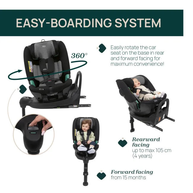 Scaun auto Chicco FullSeat I-Size, baza isofix rotativa 360, BlackSatin (Negru), 61-150cm, 3luni-12ani CHC8719045-8