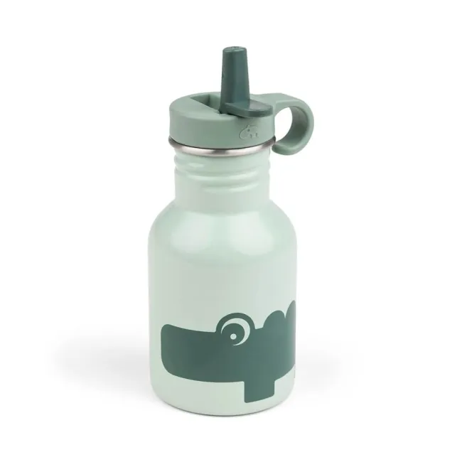 Sticla metalica cu pai Done by Deer Croco Green 350 ml