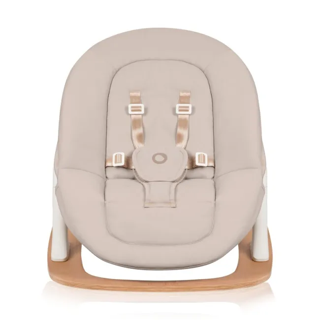 Balansoar, Lionelo, Celia, Manual, Cu 2 pozitii de inclinare, Cu centuri de siguranta in 5 puncte, Bara cu jucarii inclusa, Baza din lemn de fag, Husa detasabila si lavabila, Pana la 9 kg, Bej BYNLO-CELIA_ROCKER_NATURAL_WOOD