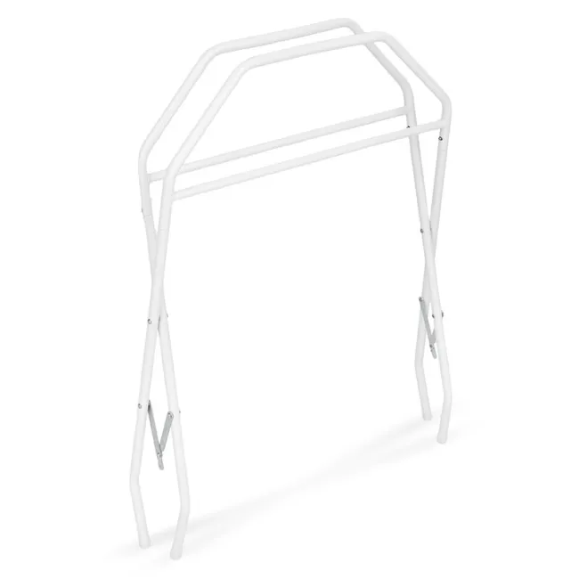 Cadita de baie pliabila, Qmini, Foldy Pro, Cu suport metalic si pernuta de baie, Cu termometru electronic, Cu dop si furtun pentru scurgere, Antiderapanta, 80&times;49 cm, Alb/Gri BYNFG490