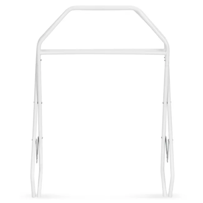 Cadita de baie pliabila, Qmini, Foldy Pro, Cu suport metalic si pernuta de baie, Cu termometru electronic, Cu dop si furtun pentru scurgere, Antiderapanta, 80&times;49 cm, Alb/Gri BYNFG490