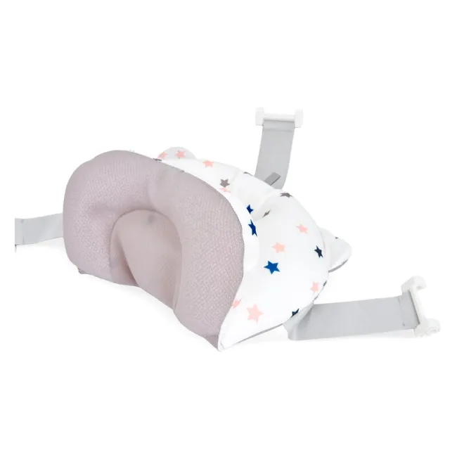 Cadita de baie pliabila, Qmini, Foldy Pro, Cu suport metalic si pernuta de baie, Cu termometru electronic, Cu dop si furtun pentru scurgere, Antiderapanta, 80&times;49 cm, Alb/Gri BYNFG490