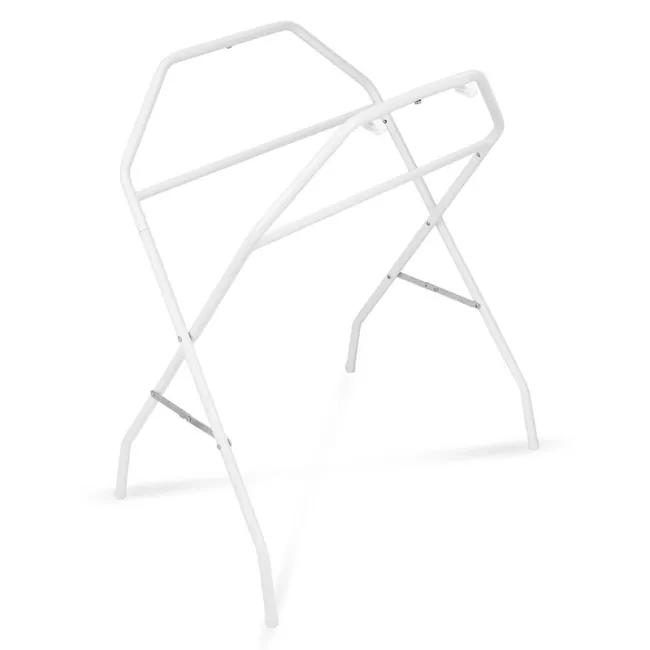 Cadita de baie pliabila, Qmini, Foldy Pro Care, Cu suport metalic si masuta de infasat, Cu termometru electronic, Cu dop si furtun pentru scurgere, Antiderapanta, 80&times;49 cm, Alb/Gri BYNFG2205