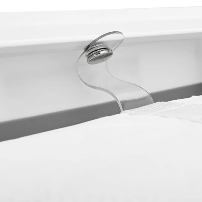 Cadita de baie pliabila, Qmini, Foldy Pro Care, Cu suport metalic si masuta de infasat, Cu termometru electronic, Cu dop si furtun pentru scurgere, Antiderapanta, 80&times;49 cm, Alb/Gri BYNFG2205