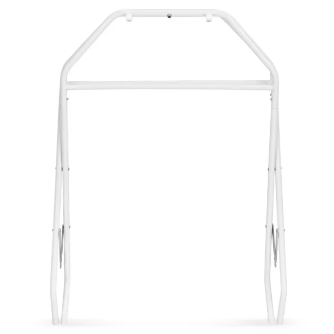 Cadita de baie pliabila, Qmini, Foldy Pro Care, Cu suport metalic si masuta de infasat, Cu termometru electronic, Cu dop si furtun pentru scurgere, Antiderapanta, 80&times;49 cm, Alb/Gri BYNFG2205