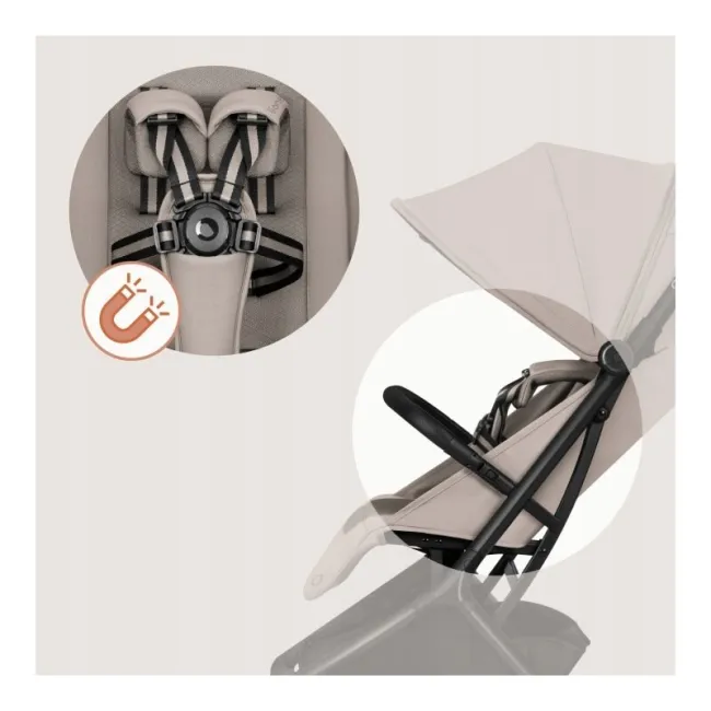 Carucior 2 in 1, Lionelo, Sia Flex, 7.6 kg, Include landou pliabil pe cadru, Ultracompact, Pliere rapida cu o mana, Copertina UPF50+, Cu accesorii incluse, 0-48 luni, Sustine 22 kg, Bej BYNLO-SIA_FLEX_BEIGE_SAND