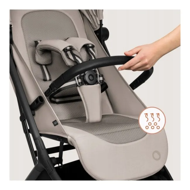 Carucior 2 in 1, Lionelo, Sia Flex, 7.6 kg, Include landou pliabil pe cadru, Ultracompact, Pliere rapida cu o mana, Copertina UPF50+, Cu accesorii incluse, 0-48 luni, Sustine 22 kg, Bej BYNLO-SIA_FLEX_BEIGE_SAND