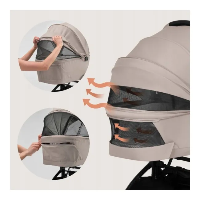Carucior 2 in 1, Lionelo, Sia Flex, 7.6 kg, Include landou pliabil pe cadru, Ultracompact, Pliere rapida cu o mana, Copertina UPF50+, Cu accesorii incluse, 0-48 luni, Sustine 22 kg, Bej BYNLO-SIA_FLEX_BEIGE_SAND