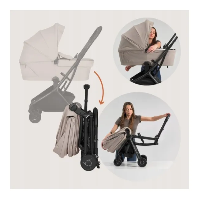 Carucior 2 in 1, Lionelo, Sia Flex, 7.6 kg, Include landou pliabil pe cadru, Ultracompact, Pliere rapida cu o mana, Copertina UPF50+, Cu accesorii incluse, 0-48 luni, Sustine 22 kg, Bej BYNLO-SIA_FLEX_BEIGE_SAND