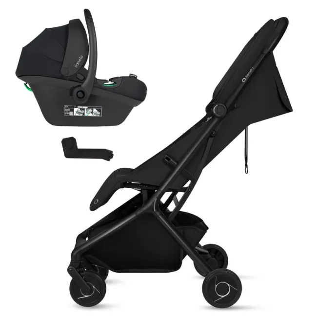 Carucior 2 in 1, Lionelo, Sia Flex, 7.6 kg, Include landou pliabil pe cadru, Ultracompact, Pliere rapida cu o mana, Copertina UPF50+, Cu accesorii incluse, 0-48 luni, Sustine 22 kg, Negru BYNLO-SIA_FLEX_BLACK_ONYX