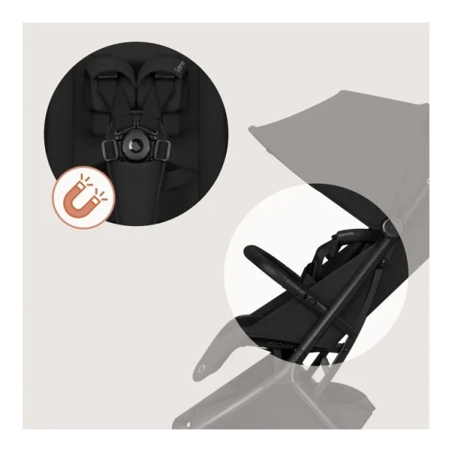 Carucior 2 in 1, Lionelo, Sia Flex, 7.6 kg, Include landou pliabil pe cadru, Ultracompact, Pliere rapida cu o mana, Copertina UPF50+, Cu accesorii incluse, 0-48 luni, Sustine 22 kg, Negru BYNLO-SIA_FLEX_BLACK_ONYX