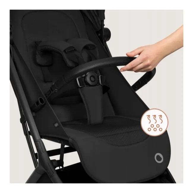 Carucior 2 in 1, Lionelo, Sia Flex, 7.6 kg, Include landou pliabil pe cadru, Ultracompact, Pliere rapida cu o mana, Copertina UPF50+, Cu accesorii incluse, 0-48 luni, Sustine 22 kg, Negru BYNLO-SIA_FLEX_BLACK_ONYX