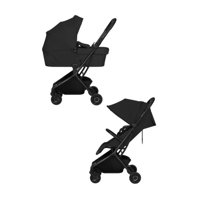 Carucior 2 in 1, Lionelo, Sia Flex, 7.6 kg, Include landou pliabil pe cadru, Ultracompact, Pliere rapida cu o mana, Copertina UPF50+, Cu accesorii incluse, 0-48 luni, Sustine 22 kg, Negru BYNLO-SIA_FLEX_BLACK_ONYX