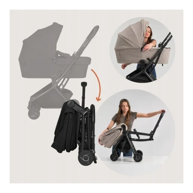 Carucior 2 in 1, Lionelo, Sia Flex, 7.6 kg, Include landou pliabil pe cadru, Ultracompact, Pliere rapida cu o mana, Copertina UPF50+, Cu accesorii incluse, 0-48 luni, Sustine 22 kg, Negru BYNLO-SIA_FLEX_BLACK_ONYX