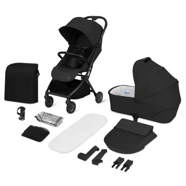 Carucior 2 in 1, Lionelo, Sia Flex, 7.6 kg, Include landou pliabil pe cadru, Ultracompact, Pliere rapida cu o mana, Copertina UPF50+, Cu accesorii incluse, 0-48 luni, Sustine 22 kg, Negru BYNLO-SIA_FLEX_BLACK_ONYX