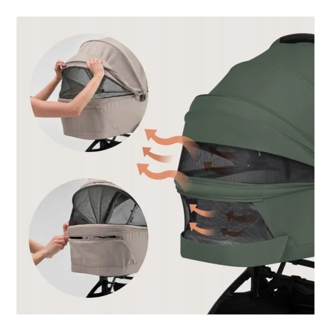 Carucior 2 in 1, Lionelo, Sia Flex, 7.6 kg, Include landou pliabil pe cadru, Ultracompact, Pliere rapida cu o mana, Copertina UPF50+, Cu accesorii incluse, 0-48 luni, Sustine 22 kg, Verde BYNLO-SIA_FLEX_GREEN_EMERALD