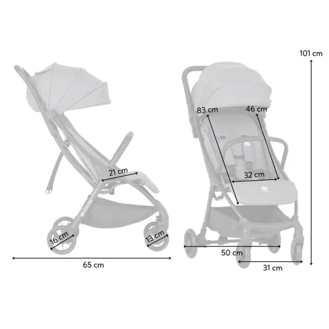 Carucior sport, Petite&Mars, Pax Ultimate, Compact - 7 kg, Spatar ajustabil, Suport picioare reglabil, Pliere tip carte, 6-36 luni, Pana la 22 kg, Gri BYN673840